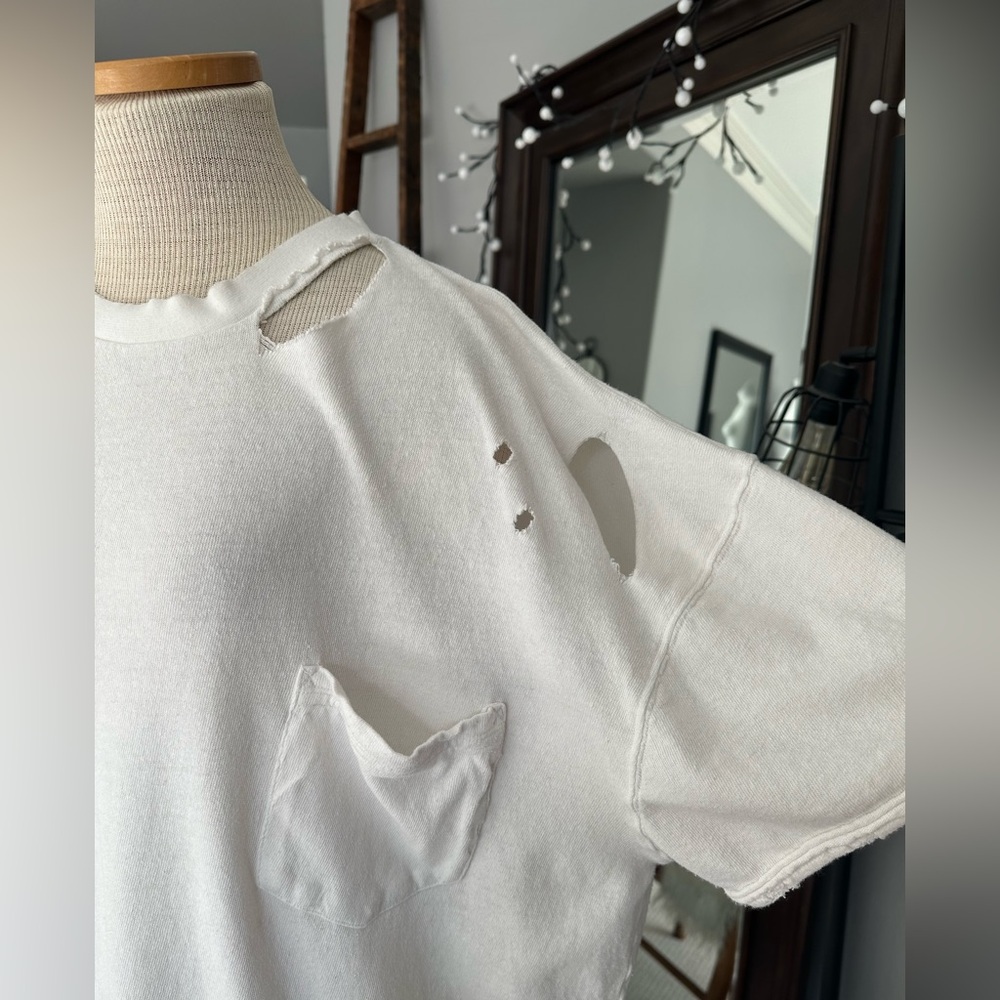 We The Free distressed white pocket t-shirt, size large - Picture 3 of 13